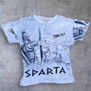 Sparta Graphic Crew Neck T-Shirt - White/Gray